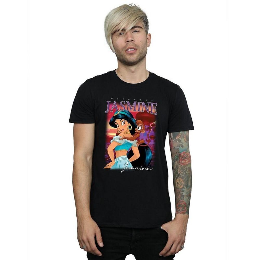 Aladdin Mens Jasmine Montage Cotton T-Shirt / Black